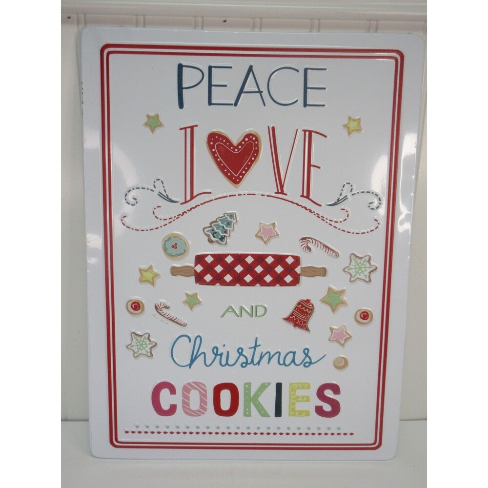 Pioneer Woman Christmas Cookie Metal Sign Peace Love Cookies Holiday Decor